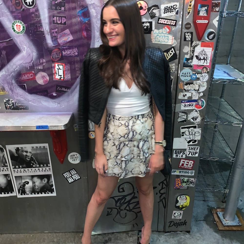 Superdown Python Print Tiered Mini Skirt - image 2